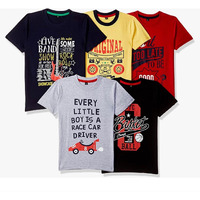 T2F Boy Cotton Printed Regular Fit T-Shirt (Pack Of 5),Multicolour,8-9 Years