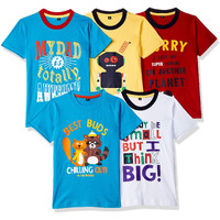 T2F Boy Cotton Printed Regular Fit T-Shirt (Pack Of 5),Multicolour,4-5 Years