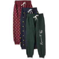 T2F Girls Regular Fit Printed Cotton Joggers Track Pants (Pack Of 3)