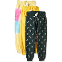 T2F Girls Regular Fit Printed Cotton Joggers Track Pants (Pack Of 3)
