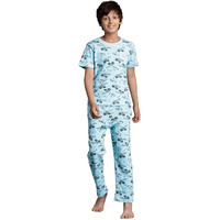 T2F Boy's Cotton Pajama Set Blue