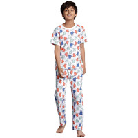 T2F Boy's Cotton Pajama Set White