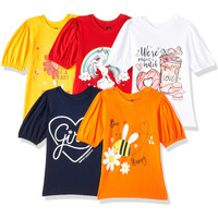 T2F Girl's Solid Regular T-Shirt (Temp_Gls-Tsrt-28_Multicolor 1