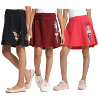 T2F Girl's Above Knee Skater Skirt With Inner Shorts | Soft 100% Cotton, Breathable Fabric, Supersoft Waistband For Max Comfort & Safety | Fun Playground Wear (Pack Of 3) Multicolour