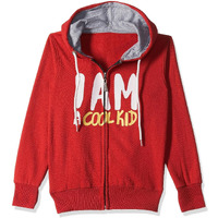 T2F Cotton Hooded Neck Regular Fit Sweatshirt (Boys-Ss_35_Red_11-12 Years)