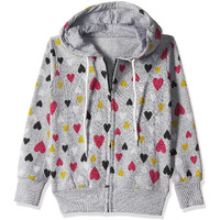 T2F Girls Cotton Hooded Regular Fit Sweatshirt (Gls-Ss-43_Multicolor_13-14 Years)