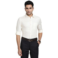 Turtle Men 100% Cotton Cream Dobby Slim Fit Full Sleeve Formal Shirt