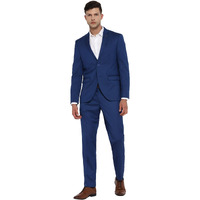 Turtle Men 100% Cotton Dobby Print Full Sleeve Two Piece Royal Blue Party Suit