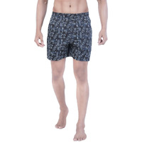 Rupa Colors Playsure Collection Satin Boxers For Men, Abstract Printed, 100% Super Combed Cotton, Zip-Free, Ultrasoft Black