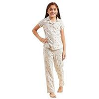 Sweet Dreams Girls Printed Front Open Pyjama Set