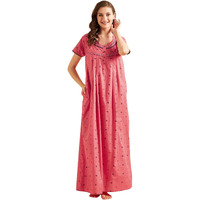 Sweet Dreams Women's Cotton Maxi Modern Nightgown (Ocw-2682 Tomato_Red_M)