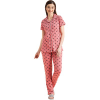 Sweet Dreams Women Printed Pyjama Set Dusty Rose