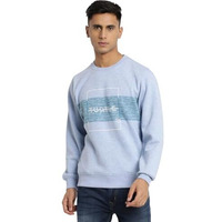 Turtle Men Cotton Stretch Slim Fit Full Sleeve Light Blue Sweatshirt