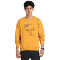 Turtle Men Cotton Stretch Mustard Plain Regular Fit Full Sleeve Casual Sweatshirt