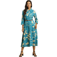 W For Woman Blue Long Shirt Dress In Abstract Print_23Auw19653-810527_S