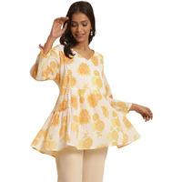 W Women White Floral Print Cotton A-Line Top_24Few30802-123197_2Xl