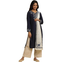 W For Woman White Geometric Print Viscose Dupatta_24Few82188-122993_Free Size