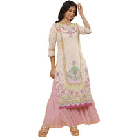 W For Woman Printed Pure Cotton Straight Kurta And Sharara Set