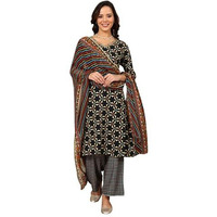W For Woman Multi-Coloured Stripe Printed Chiffon Dupatta