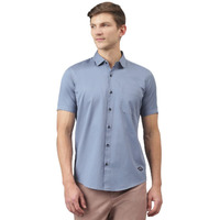 Thomas Scott Men's Solid Slim Fit 100% Cotton Casual Shirt With Cutaway Collar And Half Sleeve Grey