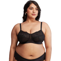 Nykd Women's Floral Mesh Wirefree Non Padded Bra With Medium Coverage | Deatiled Lace | Bridal Collection - Bra, Nyb230, Black, 40D, 1N