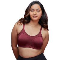 Nykd M-Frame Wireless Bra- Full Coverage Padded Bra, Extra Layered Styled With Chevron Straps And M Fram For Ultimate Support & Comfort | Cotton | Patterned T-Shirt Bra, Nyb232, Maroon, 42C, 1N