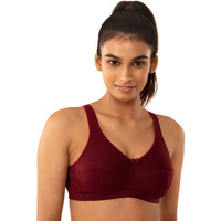 Nykd Non Padded Super Support Full Coverage Bra For Women Non Wired With Wide Adjustable Fabric Straps - Bra, Nyb188, Wine, 42B, 1N