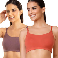 Nykd By Nykaa Easy Breezy Slip-On Bra Everyday T-Shirt Bra For Women, Wireless, Full Coverage, Non Padded-Nyb165,Flint/Carrot,L