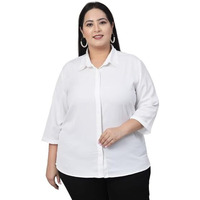 Style Quotient Plus Women White Solid Formal Shirt