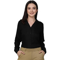 Stylel Quotient Women Solid Black Rayon Formal Shirt