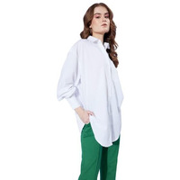 Style Quotient Women Solid White Cotton Smart Casual Oversized Shirt