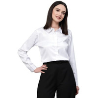 Style Quotient Women Solid White Satin Formal Shirt