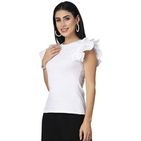 Style Quotient Women White Knit Solid Smart Casual Top