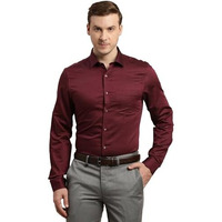 Turtle Men 100% Cotton Dobby Print Regular Fit Maroon Formal Shirt
