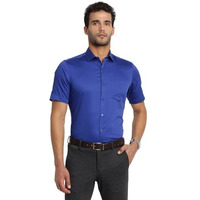 Turtle Men 100% Cotton Regular Fit Solid Half Sleeve Formal Shirt Royal Blue