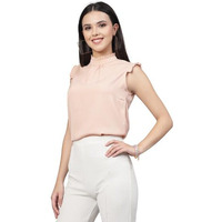 Style Quotient Women Solid Nude Polycrepe Smart Casual Top