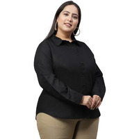 Style Quotient Women Black Plus Size Classic Smart Formal Shirt