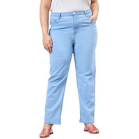 Style Quotient Women Plus Size Light Blue Straight Fit High Rise Stretchable Jeans