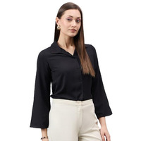 Style Quotient Women Black Solid Regular Fit Shirt