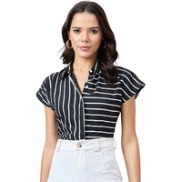 Style Quotient Stripe Short Sleeve Shirt Black