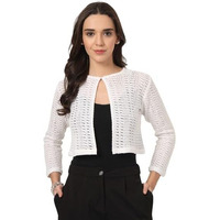 Style Quotient Women White Solid Lace Shrug