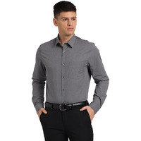 Turtle Men 100% Cotton Grey Solid Regular Fit Formal Shirt