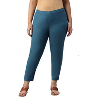 W For Woman W Cotton Blend Strechable Slim Pants For Women | Cotton Blend Slim Pants For Women | Trousers For Women Blue