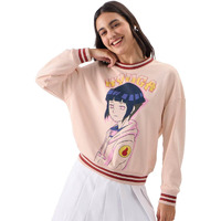 The Souled Store Official Naruto Originals: Hyuga Hinata Women And Girls Long Sleeves Round Neck Multicolor Graphic Printed Cotton Blend Oversized Sweatshirts