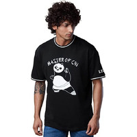 The Souled Store | Men Official Kung Fu Panda Master Of Chi Round Neck Black Color | Printed Half Sleeve | 100% Cotton Oversized T-Shirts