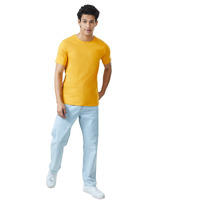The Souled Store Solid: Mustard Yellow Men And Boys Short Sleeve Round Neck Regular Fit T-Shirts