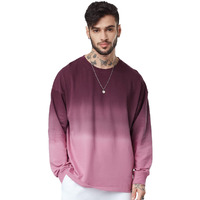 The Souled Store| Tie-Dye: Grape Wine Mens And Boys T-Shirts|Full Sleeve|Oversized Fit Solid|80% Cotton 20% Polyester Multicolored Oversized Full Sleeve T-Shirts