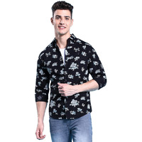 The Indian Garage Co Men's Slim Shirt (1119-Sh29-09-Black Floral_Black Large)