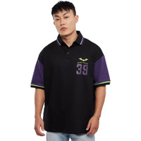 The Souled Store Official Batman: 39 Mens And Boys Oversized Fit Graphic Half Sleeve Cotton Black Color Oversized Polos