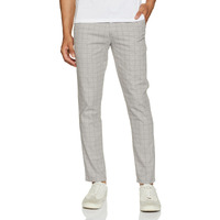 The Indian Garage Co Men Slim Fit Checked Mid-Rise Chinos Grey